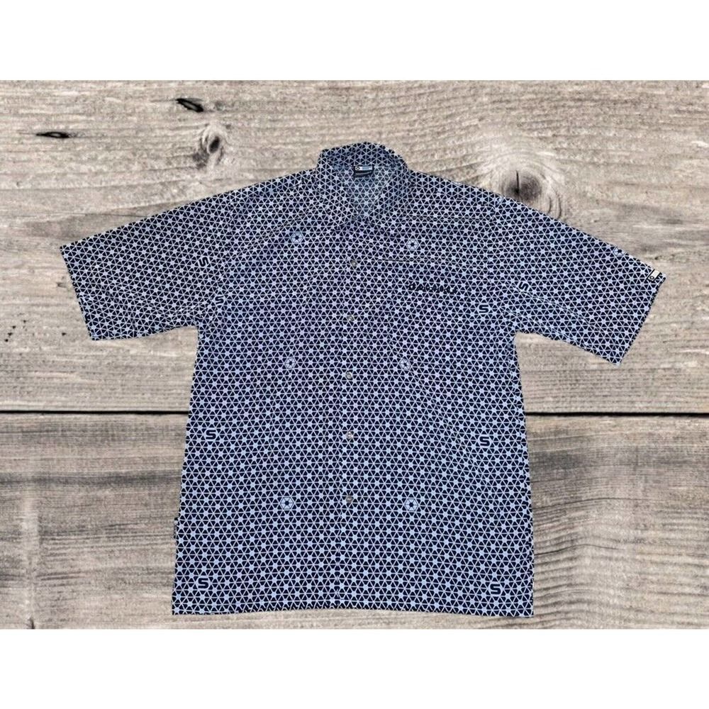 Vintage SOUTHPOLE Y2K Button Up Shirt All Over Print Blue Men’s Size Medium